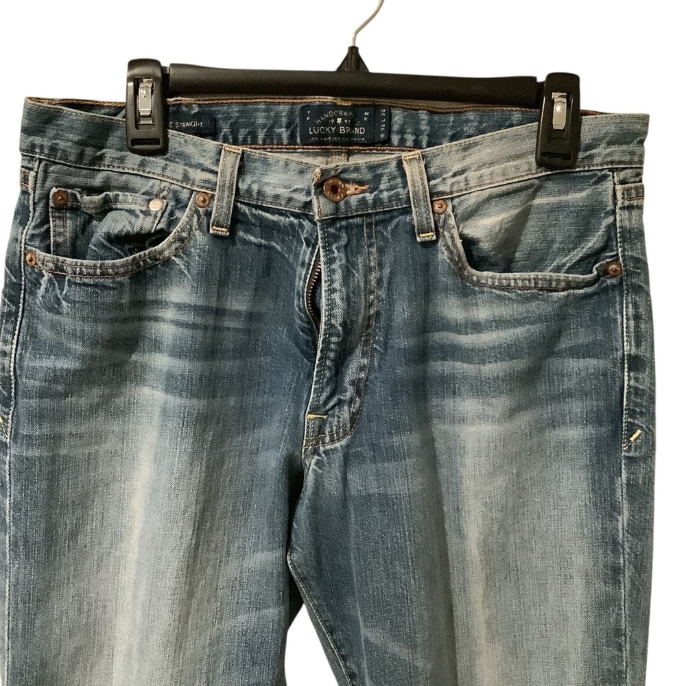 Lucky Brand Men's Distressed 361 Vintage Straight Blue Jeans - Picture 4 of 9